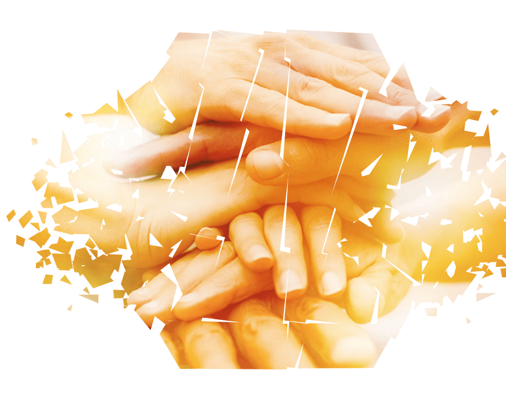 Shattered image of Hand on top of hands for Programs and Services